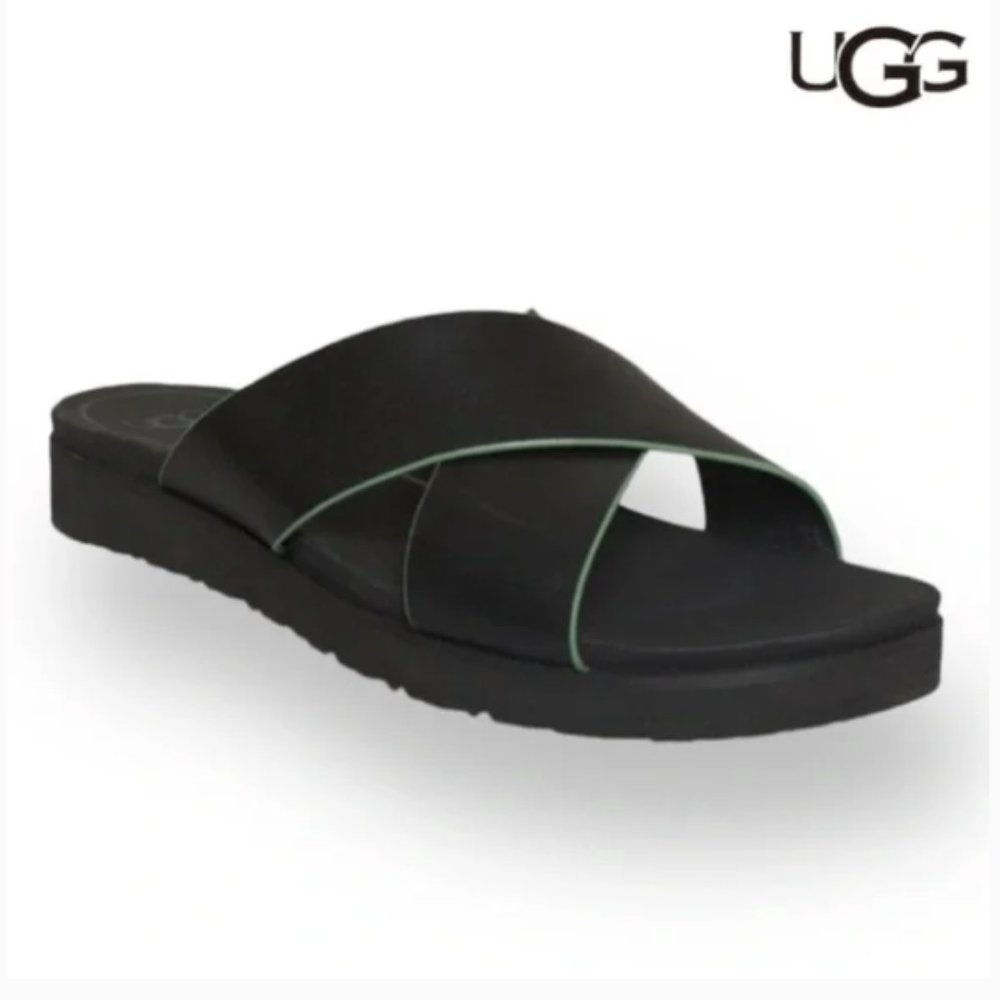 UGG Kari Leather Criss-Cross Slide Sandals Size 8